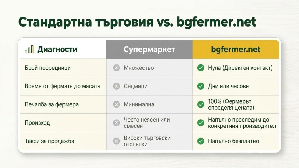 Честни цени без надценка за български фермерски продукти